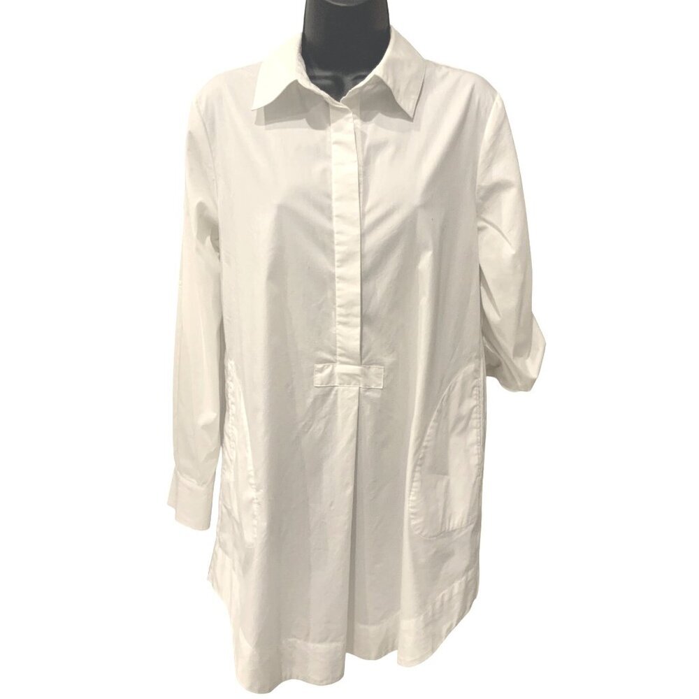 Soft Surroundings Womens White  Tunic Shirt With Pockets oversized 44 chest
